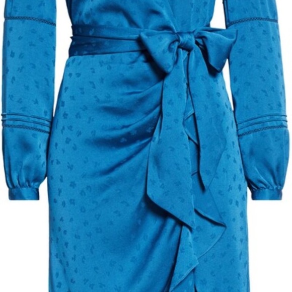 BNWOT Veronica Beard Wrap Dress Blue Size 6 Tie Belt - Picture 5 of 7